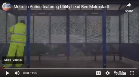 Youtube screenshot of the beginning of the "Metro in Action featuring Utility Lead Ben Malmstadt" and is a link to video