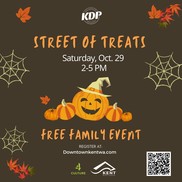 poster for event with Halloween stickers. Sat Oct 29 2-5 pm "Street of Treats"