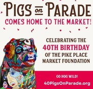 Image of poster for Pigs on parade with image of pig Sunday October 30 