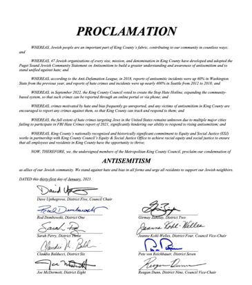 Copy of KC Council proclamation condemning antisemitism