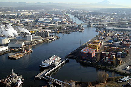 Aerial view of the Duwamish River