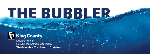 Header image showing water splashing with the heading "The Bubbler" and the King County logo