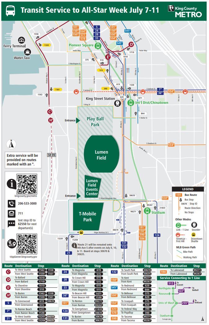 Transit Service to All Star week map, showing surrounding service providers and routes