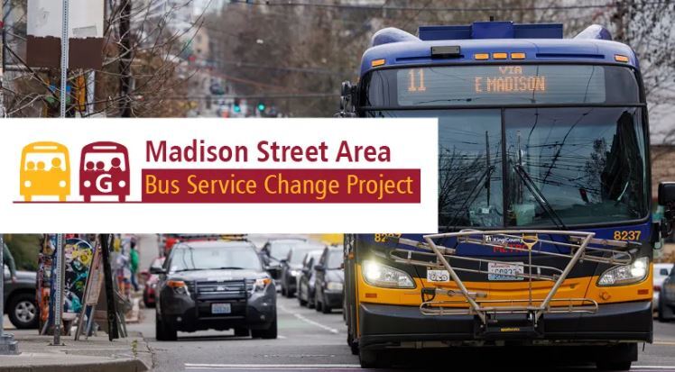 Image of a route 11 but with logo that says "Madison Street Area Bus Service Change Project"