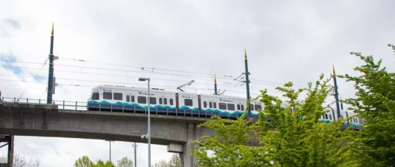 Photo of Sound Transit 1 Line traveling over head