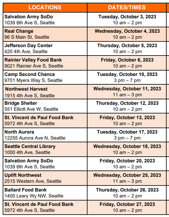 Mobile Medical team Oct. Calendar