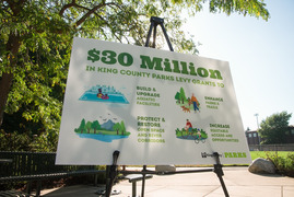 Photo of a sign that says $30 Million King County grants