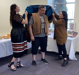 artist Michael Halady and blanket