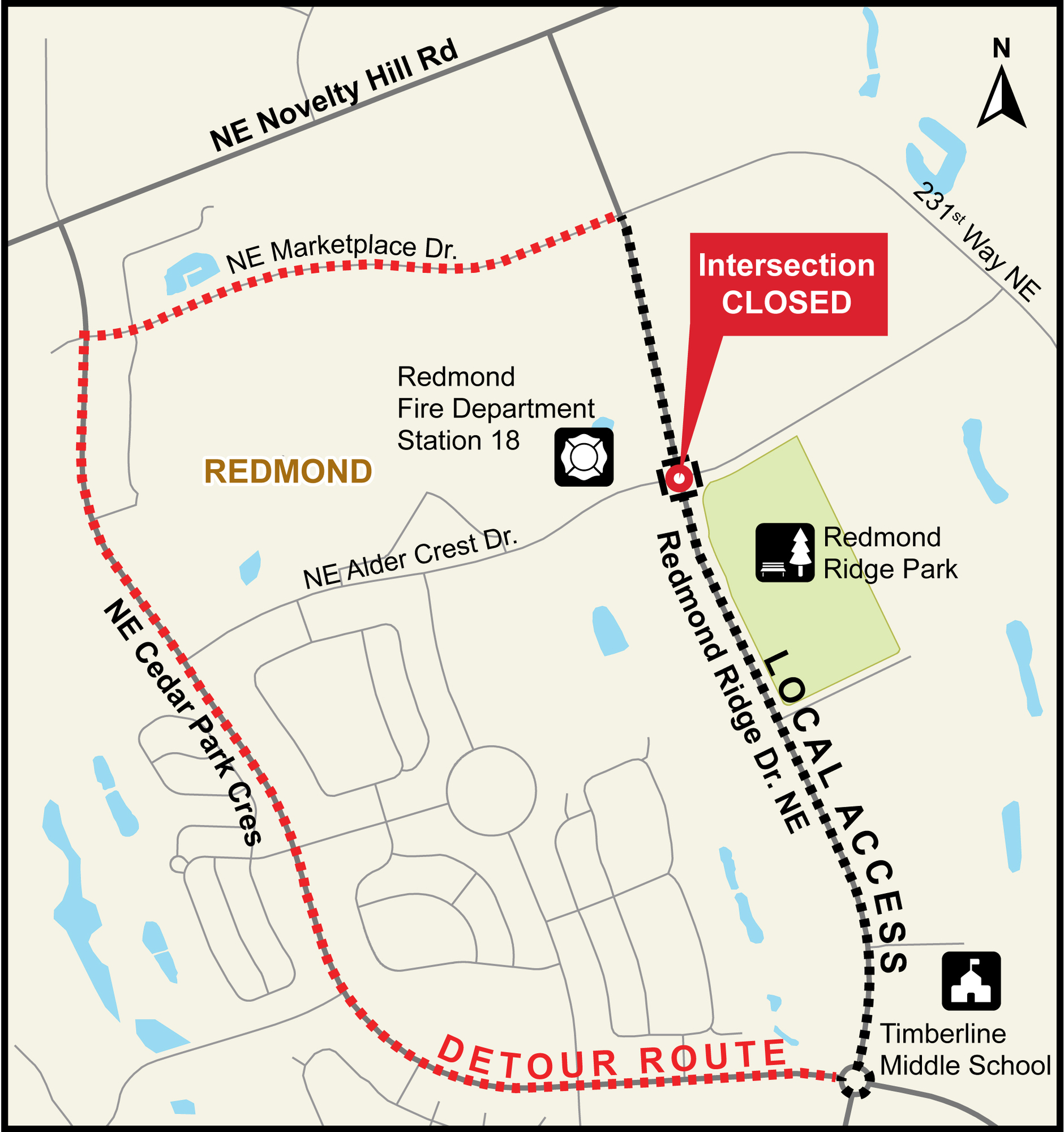 Redmond Ridge Roundabout Detour Route