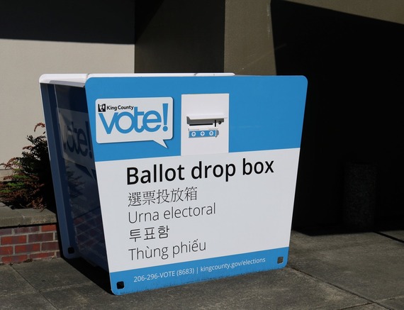 Ballot drop box outside of Kirkland City Hall