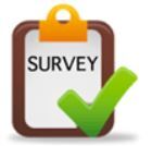 decorative icon of a clipboard, a checkmark, and the word survey