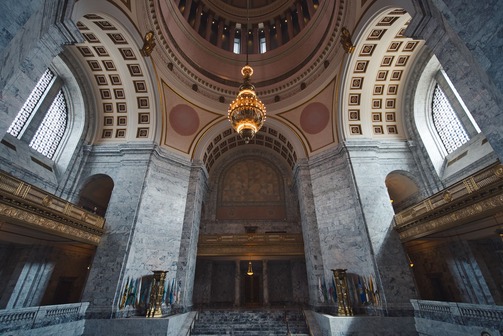 image of the interior of the Washington State Capitol Building in Olympia