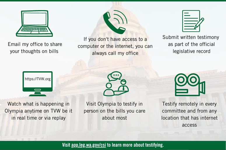 graphic showing ways to get involved in the legislative process
