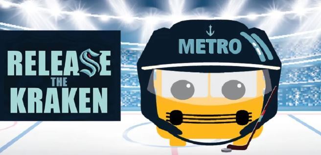imageof Metro cartoon avatar with a hockey helmet that says Metro and "Release the Kraken"