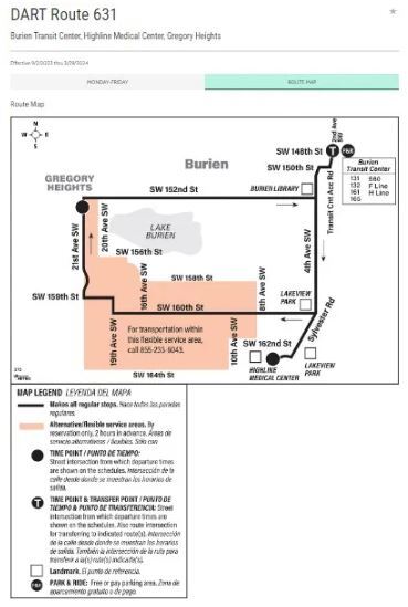 DART Route 631 map of Burien