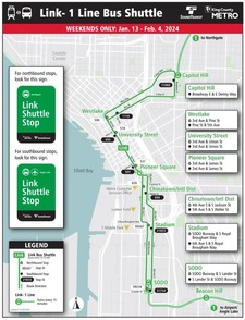 Map fo the Link - 1 Line Bus Shuttle Weekends only: Jan 13 - Feb 4 