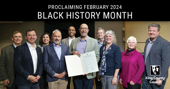 The King County Council presents the Black History Month proclamation to Mr. Jay Taylor