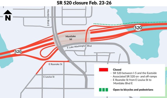 Map of SR520 Feb 23-26