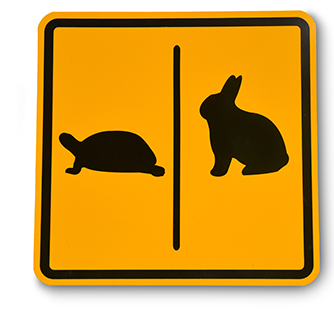 Road sign - tortoise and hare