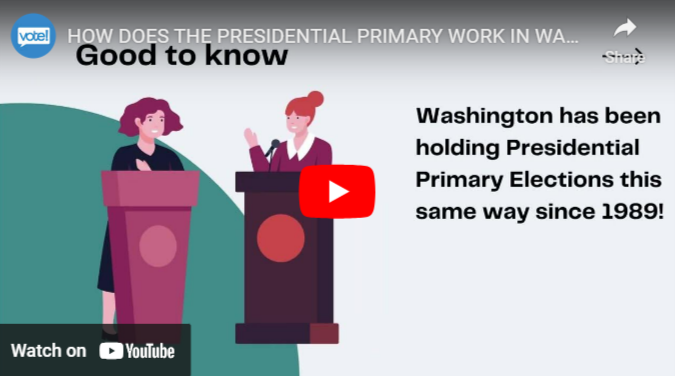 A still image from King County Election's video explaining how to fill out your Presidential Primary ballot