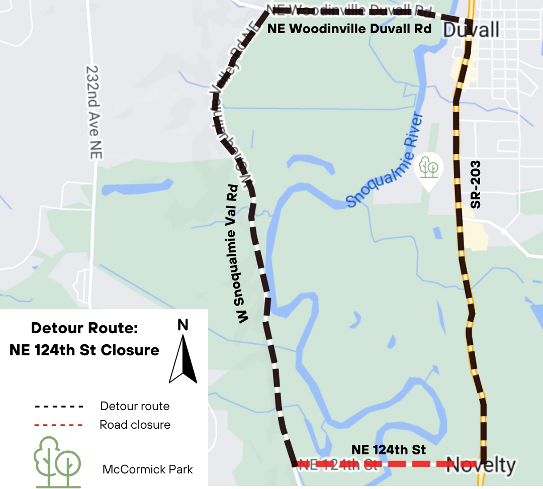 Detour route for NE 124th closure 