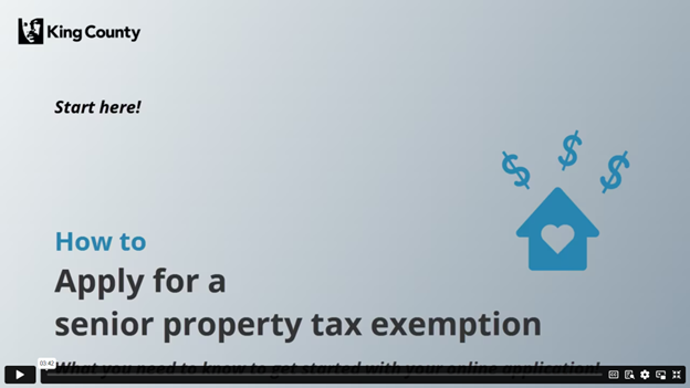 Video explaining how to apply for the senior property tax exemption
