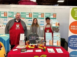 King County’s Food: Too Good to Waste team sharing food waste prevention tips at the Hopelink Kirkland Food Market