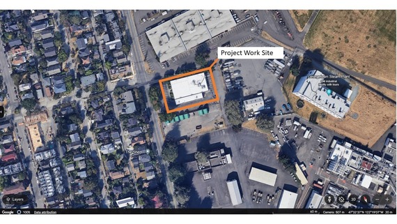 HVAC replacement and solar panel installation work site