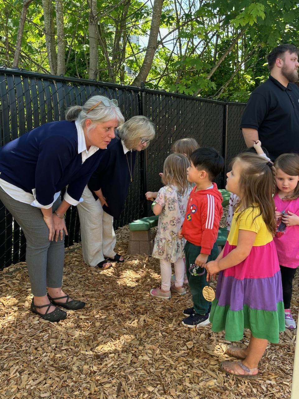 Councilmember Balducci with First Spouse Trudi Inslee and children at Harborview Childcare Center