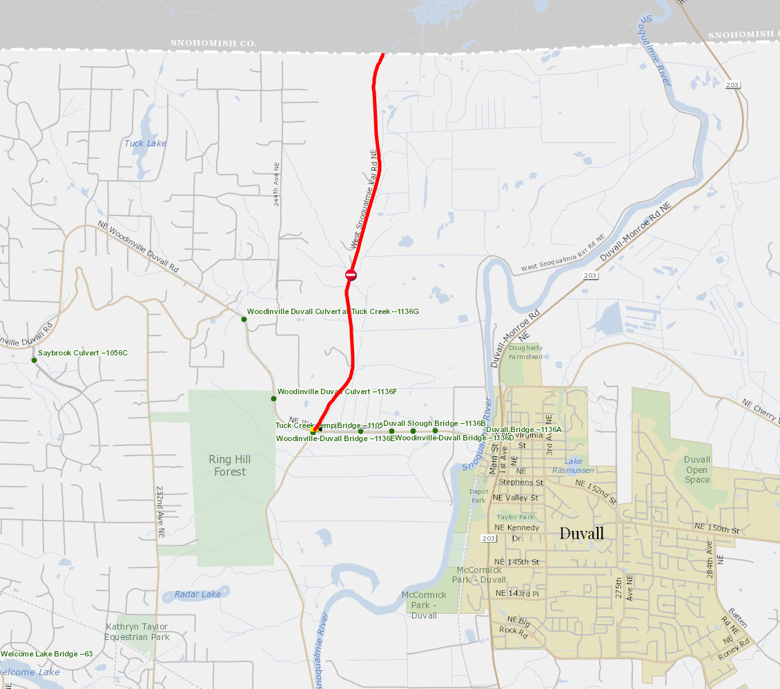 West Snoqualmie Valley Rd NE between NE Woodinville Duvall Rd and Snohomish County Line