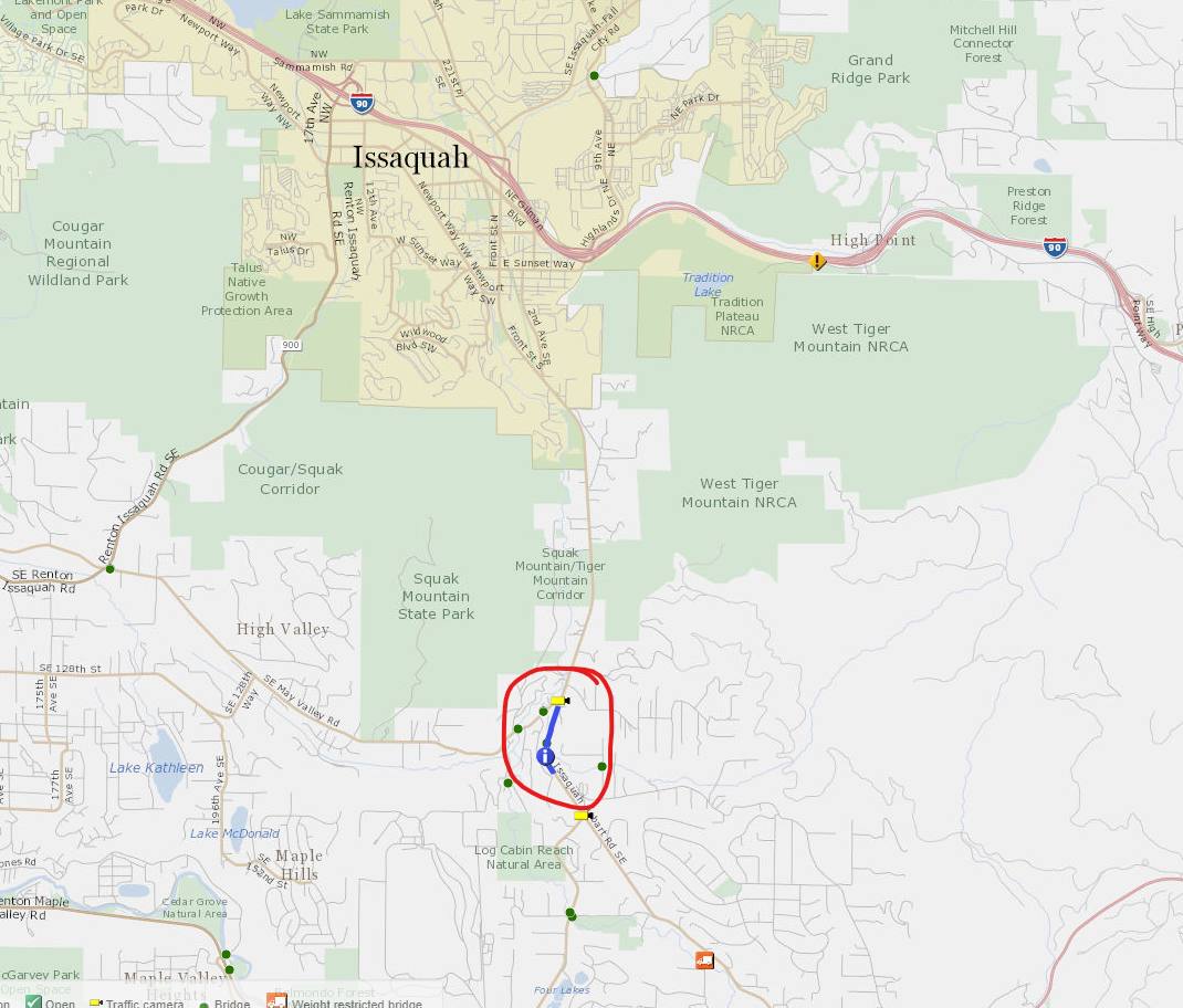 Issaquah Hobart Rd Tree Trimming Location