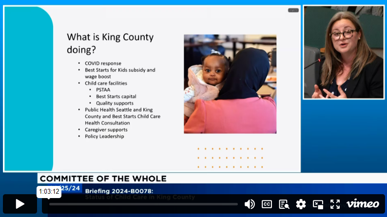 A screenshot from a video of the childcare briefing