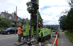 Geotech drilling equipment in the roadway