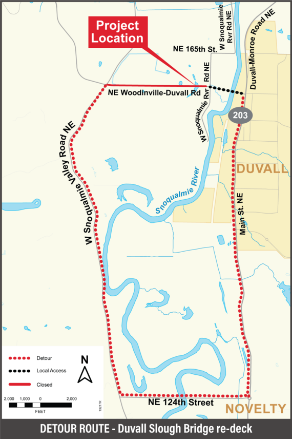 Duvall Slough detour route