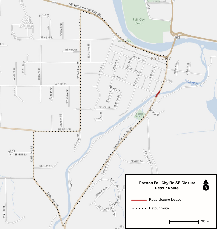Preston Fall City Rd SE Closure Detour Route 