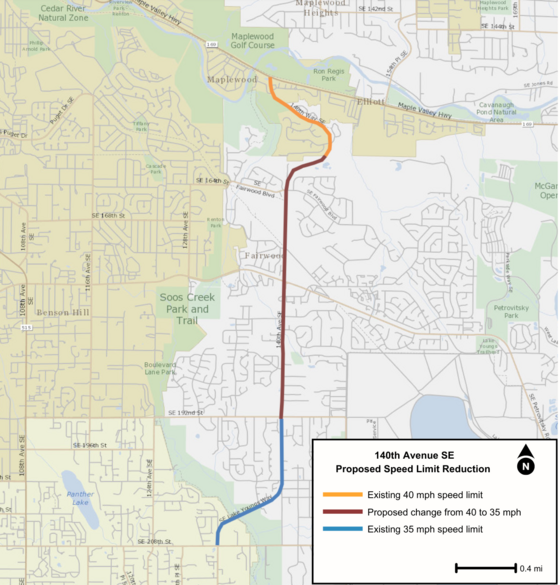 140th Ave SE proposed speed limit reduction