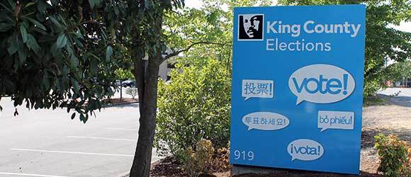 A King County elections sign