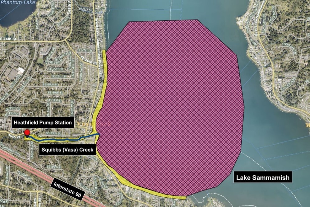 Closure area for Lake Sammamish and Vasa Creek