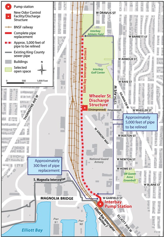 A map showing the project area in Interbay.