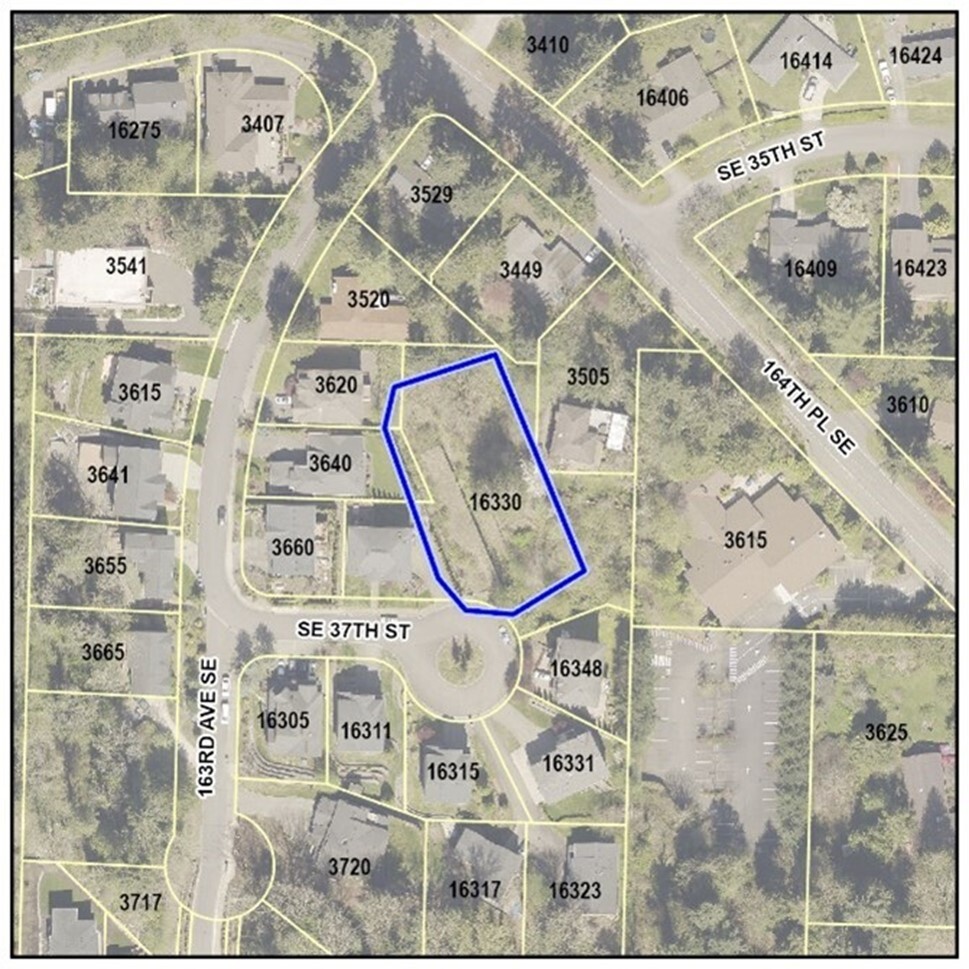 Satellite image map showing location of stormwater vault in neighborhood