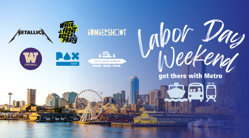 Waterfront and "Labor Day Weekend" and Bumbershoot, waterfront block party, metallica, PZX West, UW football and trail head direct