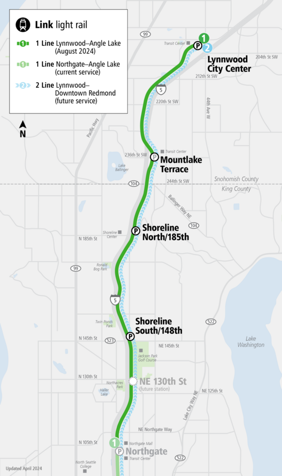 Map of Lynnwood Link stations