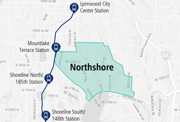 Northshore Metro flew service area connected to Montlake Terrace Station