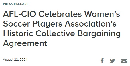 AFL-CIO Celebrates Women’s Soccer Players Association’s Historic Collective Bargaining Agreement