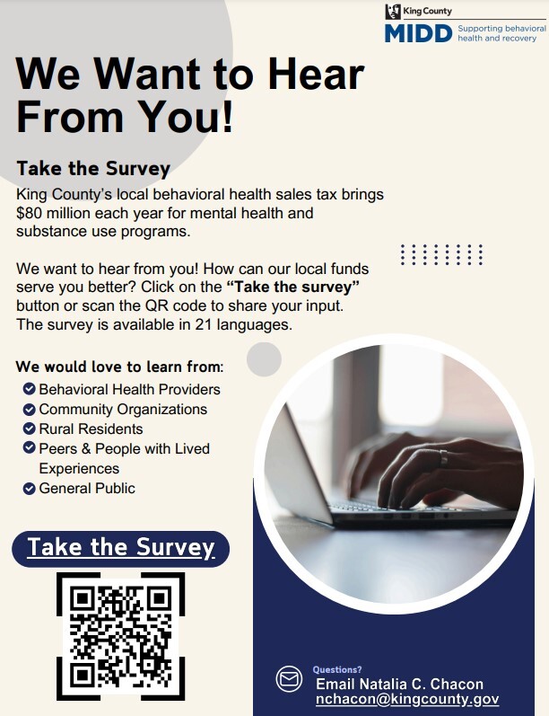 A flyer with information about the online survey