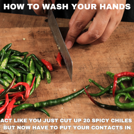 Person slicing chiles