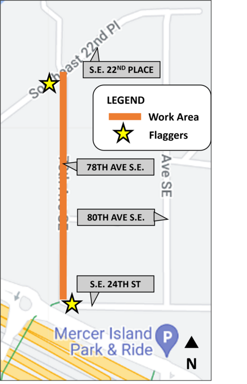 Map of 78th Ave South East showing upcoming construction