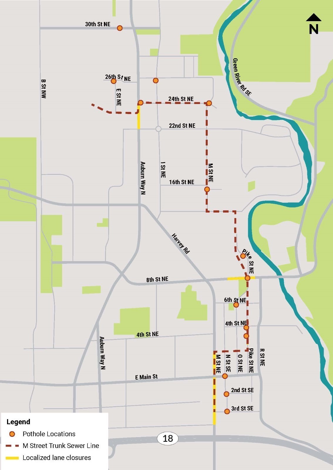 M St potholing map