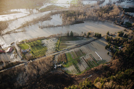 Aerial view of flooding in King County