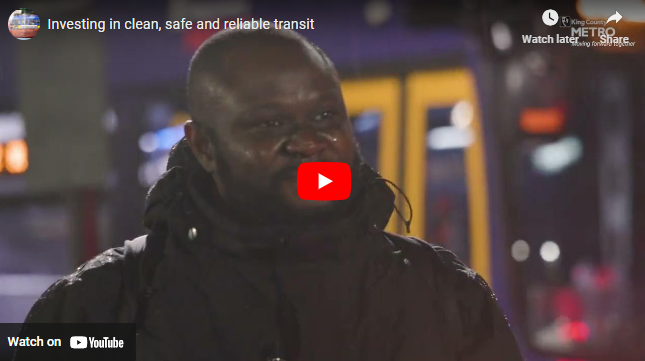 screenshot of Youtube video preview 'Investing in clean, safe and reliable transit'  click to follow link